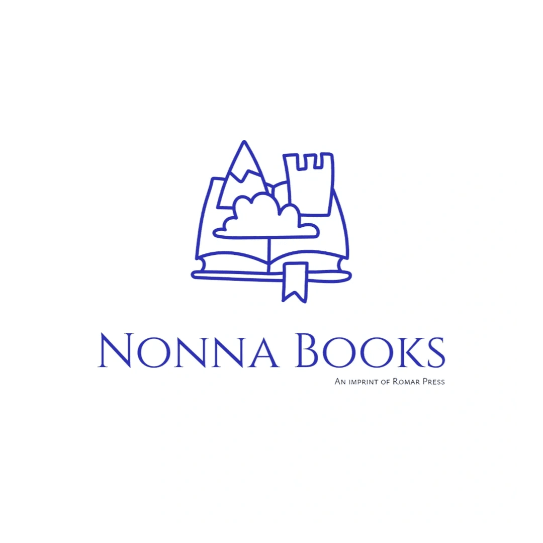 The Nonna Books logo: an open book with a castle and mountains rising from its pages, above the words “Nonna Books, an imprint of ROMAR Press”