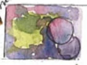 Detail of the Wine Poems cover: a small framed square of green and violet wash with two grapes